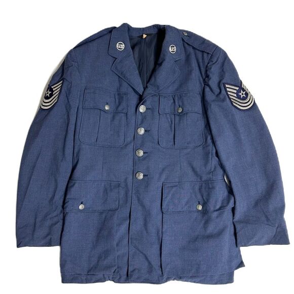 Other - Vintage US Air Force USAF Service Dress Coat Mens 40R Wool Blue Uniform Jacket